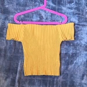 Yellow off the shoulder crop top